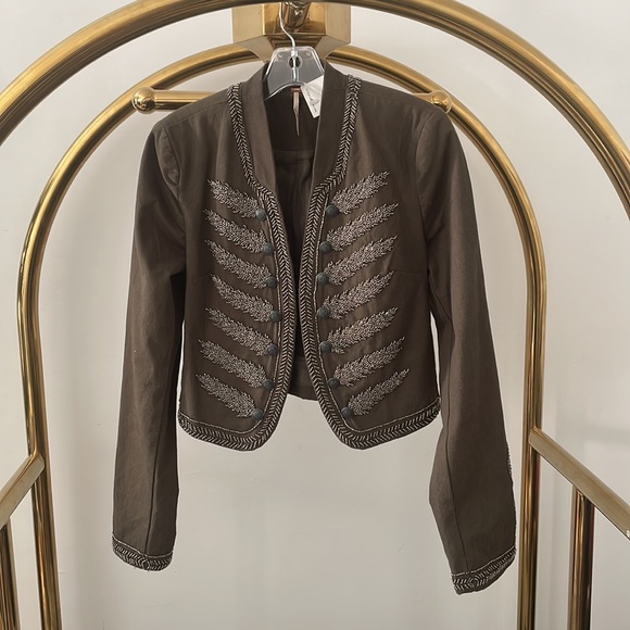 Free People |  Embroidered Green Military Jacket - Picture 4 of 10